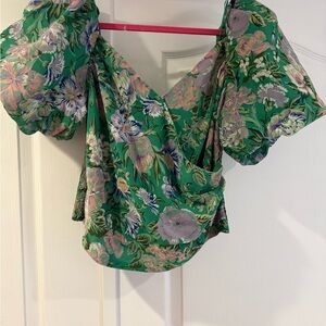 ASTR THE LABEL Green Wrap Top